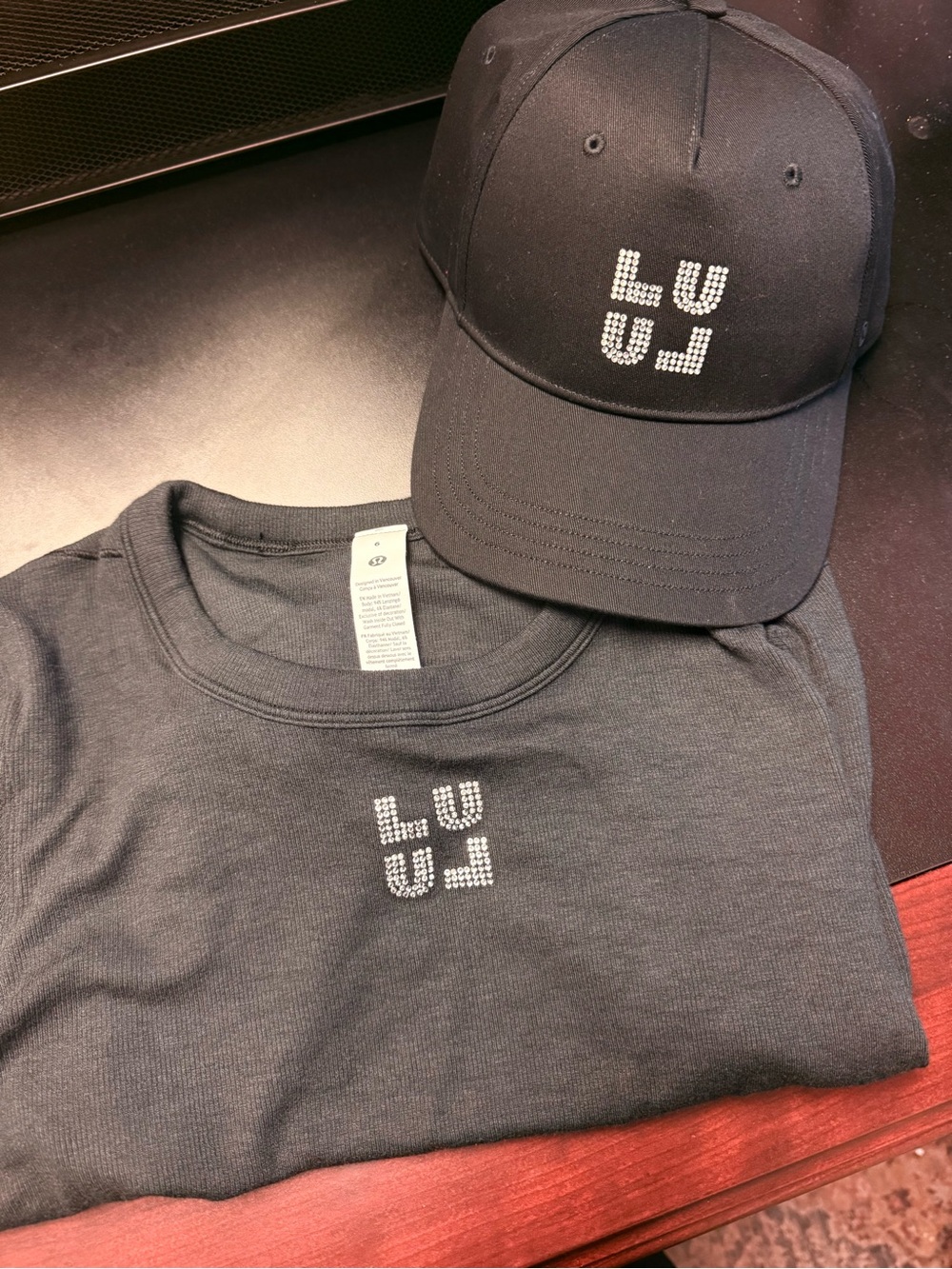 Black LULU Embellished Cap & Tee Set-  get ready to sparkle!
